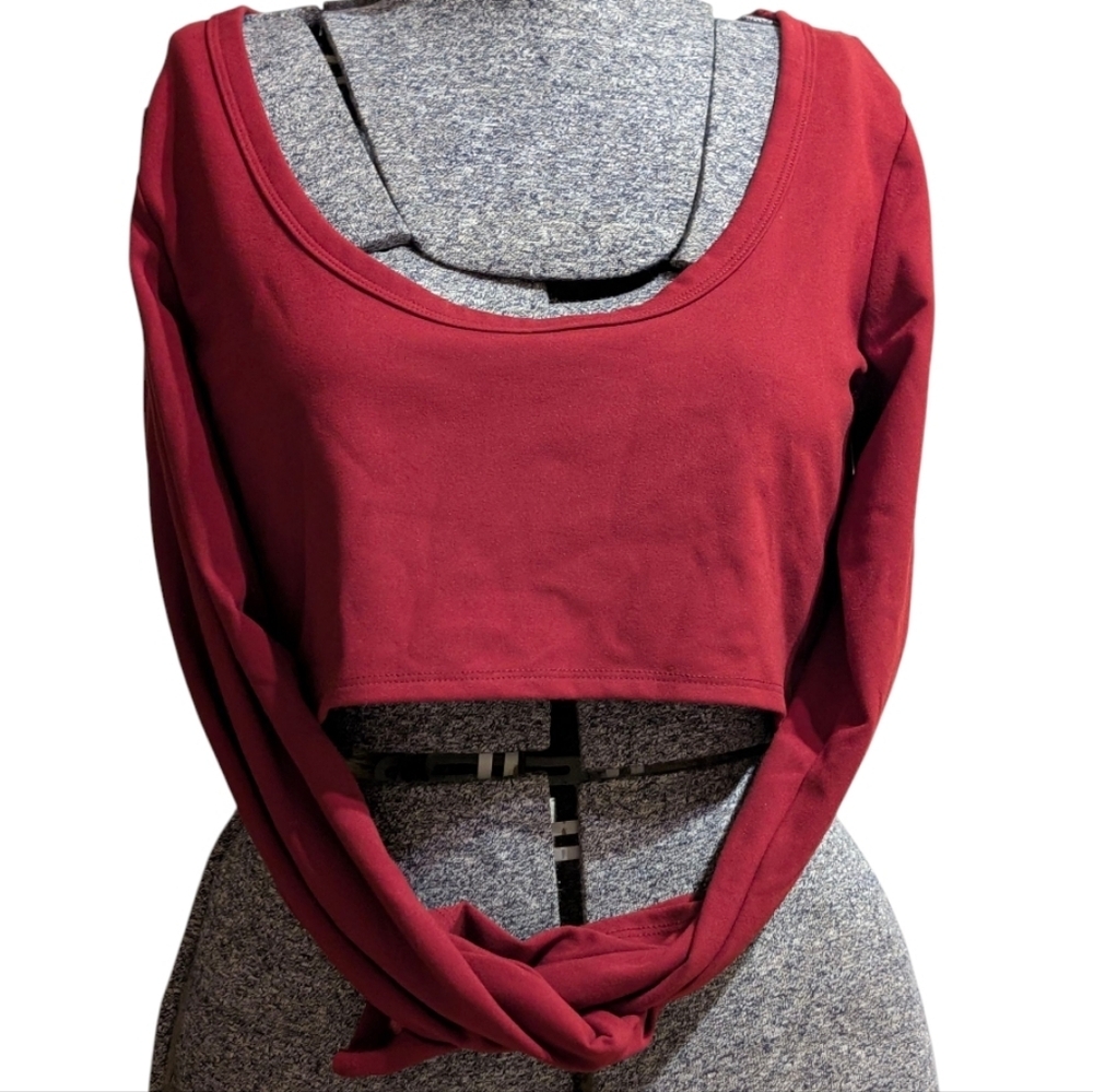 Wild Fable Deep Red Long Sleeve Crop Top Sz L